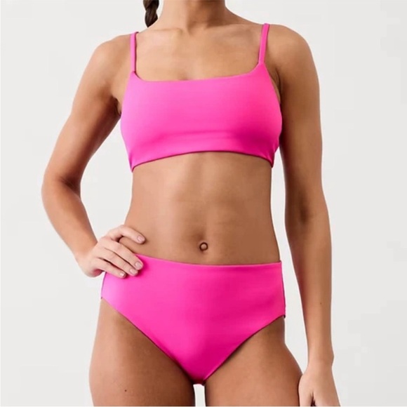 NWT Athleta High Rise Swim Bottom in Pop Pink - Picture 1 of 8